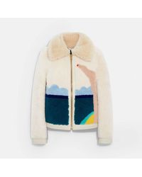 coach pieced shearling blouson