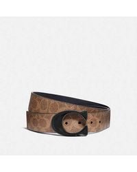 COACH - Cinturón reversible con hebilla cortado a medida en lona de firma - Lyst