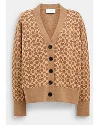 COACH - Signature Relaxed V-Neck Cardigan - Lyst