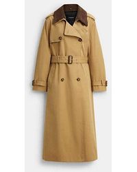 COACH - Relaxed Trench Coat With Suede Collar - Lyst