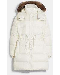 COACH - Mid Down Puffer Jacket With Shearling - Lyst
