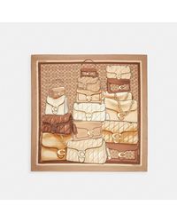 COACH - Stacked Tabby Bags Print Silk Square Scarf - Lyst