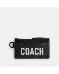 COACH - Zip Card Case In Signature Canvas With Graphic - Lyst