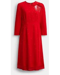 COACH - Long Sleeve Bow Dress - Lyst