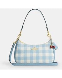 COACH - Teri Shoulder Bag With Gingham Print And Charm - Lyst