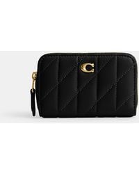COACH - Small Zip Around Card Case Wallet Handbags, Leather/Nappa - Lyst