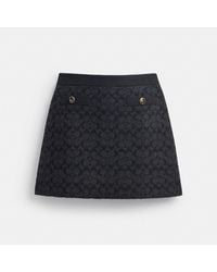 COACH Heritage C Knit Skirt in Blue | Lyst