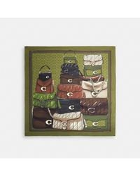COACH - Stacked Tabby Bags Print Silk Square Scarf - Lyst