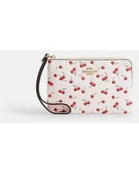 COACH - Corner Zip Wristlet With Cherry Print - Lyst