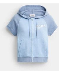COACH - Sudadera Con Capucha De Manga Corta Y Corte Corto En Algodón Orgánico En, Talla Grande - Lyst