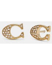COACH - Signature Stud Earrings - Lyst