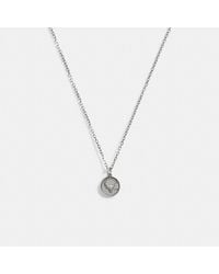 COACH - Sterling Silver Coin Pendant Necklace - Lyst