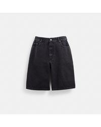 COACH - Black Denim Shorts In Organic Cotton - Lyst