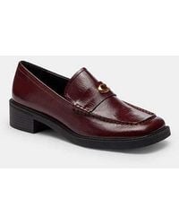 COACH - Glazed Leather Penny Loafer Merlot - Lyst