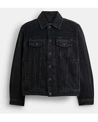COACH - Black Denim Jacket In Organic Cotton - Lyst