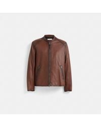 COACH - Restored Icon Leather Racer Jacket - Lyst
