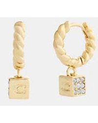 COACH - Pavé Signature Cube Earrings - Lyst