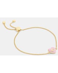 COACH - Signature Enamel Heart Slider Bracelet - Lyst