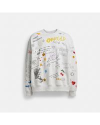 COACH - Sketch Print Crewneck Sweatshirt - Lyst