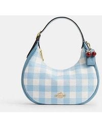 COACH - Emily Shoulder Bag With Gingham Print And Charm - Lyst