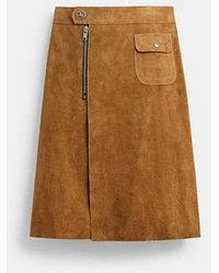 COACH - Heritage Suede Midi Skirt - Lyst