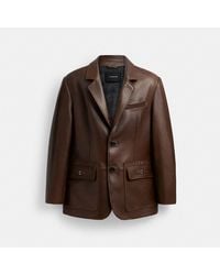 COACH - Heritage C Leather Blazer - Lyst
