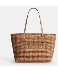 COACH - City Tote Bag With Gingham Print - Lyst