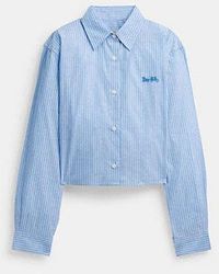 COACH - Camicia con bottoni corta a righe - Lyst