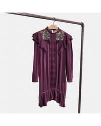 COACH - Restored Long Sleeve Dress With Ruffle Trim - Lyst