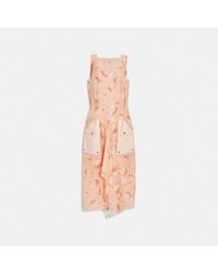 COACH Apple Print Long Dress With Snap Pockets - Multicolour