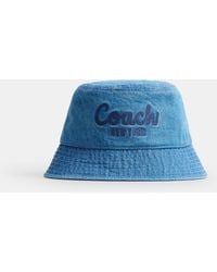 COACH - Script Embroidered Denim Bucket Hat - Lyst
