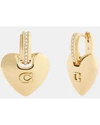 COACH - Heart Statement Drop Earrings - Lyst