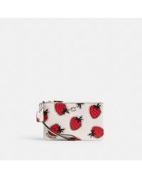 COACH - Small Wristlet With Strawberry Print - Lyst