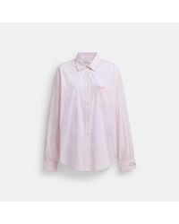 COACH - Striped Button Down Shirt In Organic Cotton - Lyst