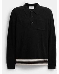 COACH - Knit Long Sleeve Pocket Polo - Lyst