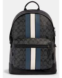 COACH - West Backpack With Varsity Stripe | Pvc - Lyst