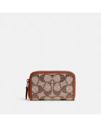 COACH - Essential Small Zip Around Card Case In Crystal Signature Jacquard - Lyst