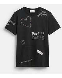 COACH - T-Shirt Mit Skizzen-Print - Lyst