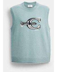 COACH - Hardware Crewneck Sweater Vest - Lyst