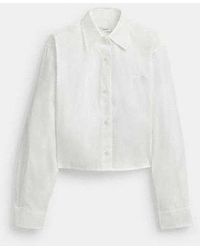 COACH - Cropped Button Up Shirt - Lyst