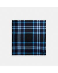 COACH Plaid Print Cashmere Blanket Scarf - Blue