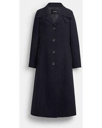 COACH - Long Wool Trench Coat - Lyst