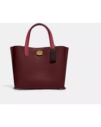 COACH - Willow Tote Bag 24 - Burgundy/yellow | Leather - Lyst