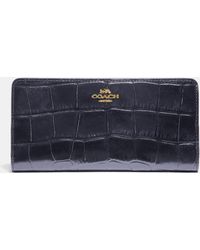 COACH Leather Skinny Wallet in Gray - Lyst