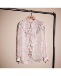 COACH - Restored Printed Long Sleeve Blouse With Ruffles - Lyst