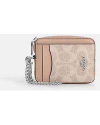 COACH - Zip Card Case In Signature Canvas - Lyst
