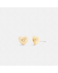 COACH - Signature Heart Stud Earrings - Lyst