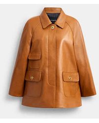 COACH - Turnlock Leather Swing Coat - Lyst