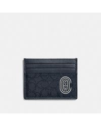 COACH Tarjetero en jacquard de firma con parche - Azul