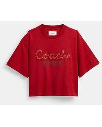 COACH - New Year Snake Script Cropped T Shirt In Organic Cotton - Lyst